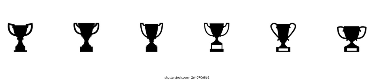 Trophy cup icon set in flat style. Victory cup vector. Trophy, Cup, Prize, Winner symbol. Vector Illustration.