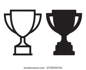 trophy cup icon set vector on white background