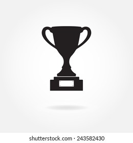 Trophy cup icon or sign isolated on white background. Winning champions cup. Vector illustration. 