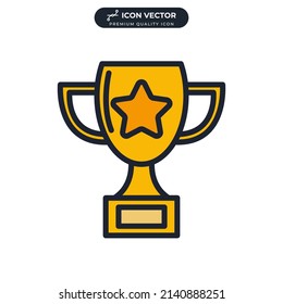 Trophy cup icon symbol template for graphic and web design collection logo vector illustration