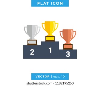 Trophy Cup Icon Vector Design Template. Gold, Silver, Bronze Color.