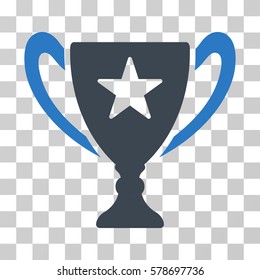 Trophy Cup icon. Vector illustration style is flat iconic bicolor symbol, smooth blue colors, transparent background. Designed for web and software interfaces.