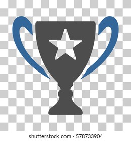 Trophy Cup icon. Vector illustration style is flat iconic bicolor symbol, cobalt and gray colors, transparent background. Designed for web and software interfaces.