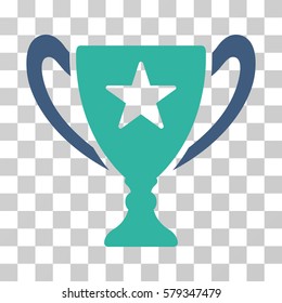 Trophy Cup icon. Vector illustration style is flat iconic bicolor symbol, cobalt and cyan colors, transparent background. Designed for web and software interfaces.