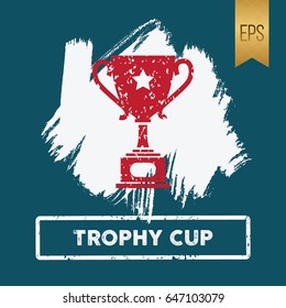 Trophy Cup Icon Vector Illustration Silhouette Symbol 