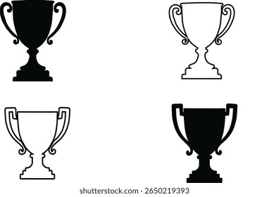 Trophy Cup Icon Vector Silhouette Illustration