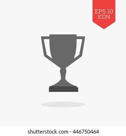 Trophy cup icon, winner award concept. Flat design gray color symbol. Modern UI web navigation, sign. Illustration element