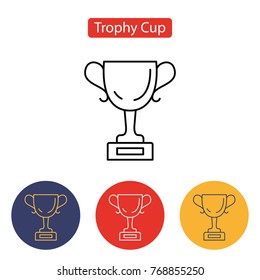 Trophy Cup icon. Winner cup image. Outline pictogram for web site design and mobile apps. Vector illustration. Editable stroke.