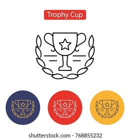 Trophy Cup icon. Winner cup logo image. Outline pictogram for web site design and mobile apps. Vector illustration. Editable stroke.