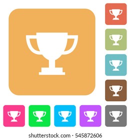 Trophy cup icons on rounded square vivid color backgrounds.