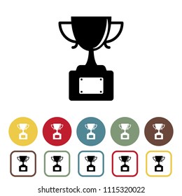 Trophy cup icons set. Vector illustration.