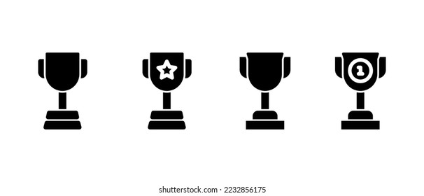 Juego de iconos de copa de trofeo. trofeo o vector de taza. diseño de ganadores planos. ilustración vectorial.