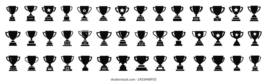 Trophy cup icons set. Winner prize icon collection. Trophy symbol. Victory logo.