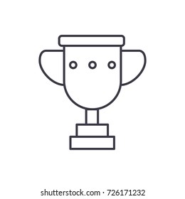 trophy cup illustation vector line icon, sign, illustration on background, editable strokes