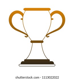 Trophy cup isolated in orange lines