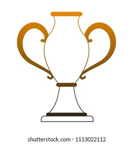 Trophy cup isolated in orange lines