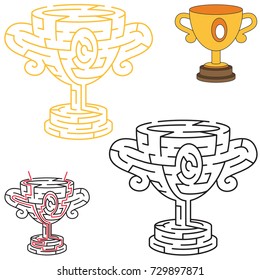 Trophy Cup, the labyrinth simple vertical maze for nerdy children. Search hidden way, the educational game for kids.