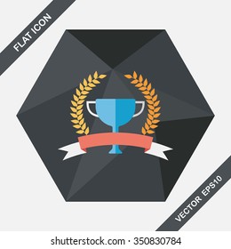 trophy cup and laurel flat icon with long shadow,eps10