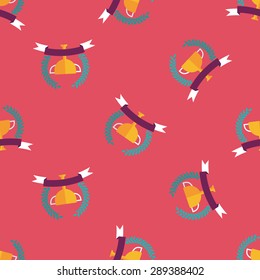 trophy cup and laurel flat icon,eps10 seamless pattern background