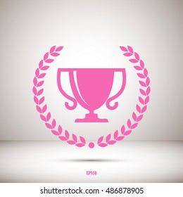 Trophy cup with laurel wreath, icon