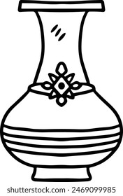 A trophy cup with a leaf design on it. The cup is black and white