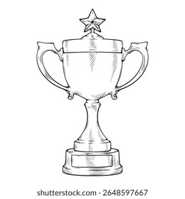 trophy cup line art hand drawn illustration