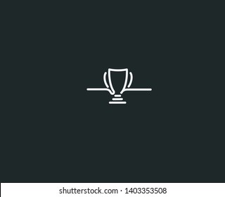Trophy cup line art icon, Vector on white background