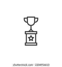 Trophy cup line icon. linear style sign for mobile concept and web design. Award cup with star outline vector icon. Symbol, logo illustration. Vector graphics