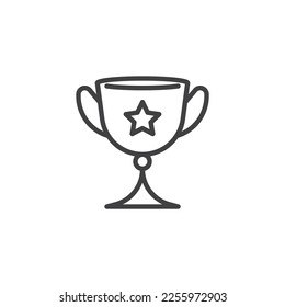 Trophy cup line icon. linear style sign for mobile concept and web design. Champion prize outline vector icon. Symbol, logo illustration. Vector graphics