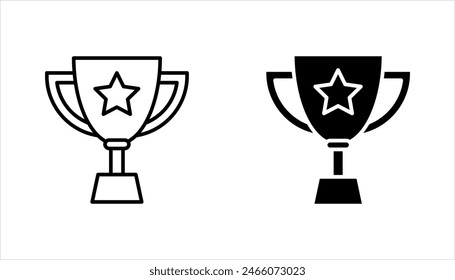 Conjunto de iconos de línea de copa de trofeo, Ilustración vectorial sobre fondo blanco