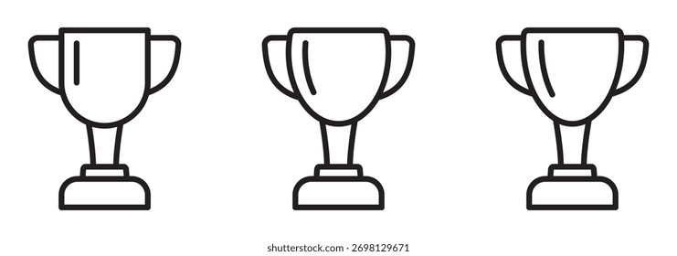 Conjunto de iconos de línea de copa de trofeo: símbolos de ganador, victoria y éxito