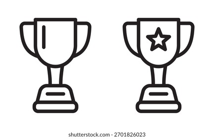 Conjunto de iconos de línea de copa de trofeo. Copa de trofeo con icono de estrella.
