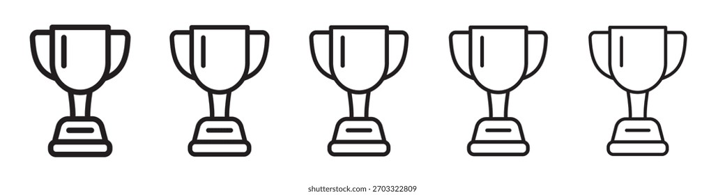 Conjunto de iconos de línea de copa de trofeo: símbolos de ganador, victoria y logro, iconos de contorno.