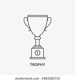 Symbol für Trophäenbecher. Gewinner-Pokal in dünner Linie. Sieg, erster Platz. Vektorillustration