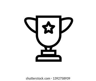 Trophy cup line icon, Vector on white background - Vector 