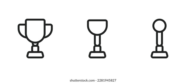 Trophy cup line icon vector 