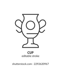 Trophy cup line icon. Winner cup vector outline symbol. Award linear illustration. Editable stroke.