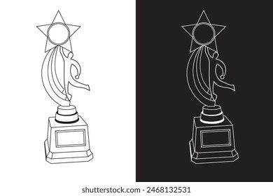 Icono de línea de copa de trofeo. Copa ganadora, copa trofeo, premio, símbolo de recompensa, ícono de Vector.  Icono de copa de trofeo, Vector, símbolo. Ilustración vectorial.