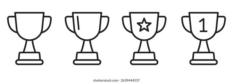 Trophy cup line icon, winner cup, victory cup icon. Reward symbols set.