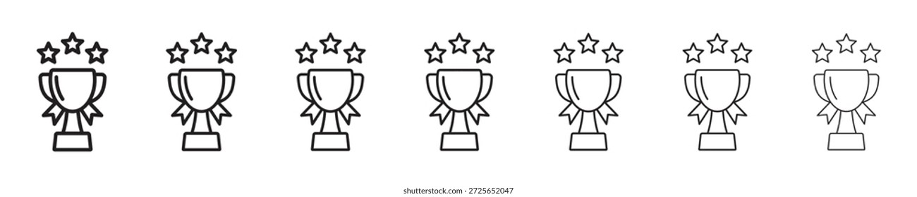 Trophy Cup Line Icons Set for Award, Achievement and Winner Design