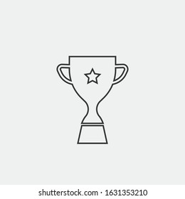 Trophy cup line vector icon with star
