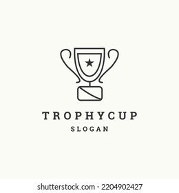 Trophy cup logo icon flat design template 