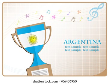 Trophy cup logo made from the flag of argentina