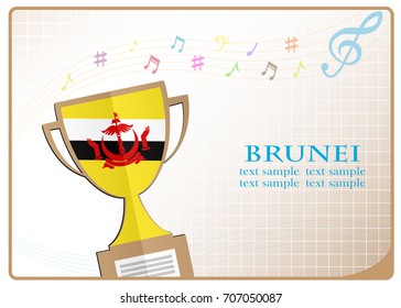 Trophy cup logo made from the flag of brunei