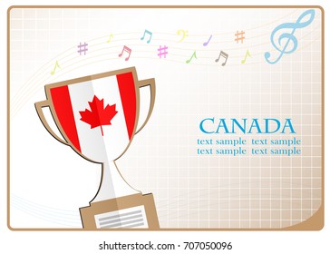 Trophy cup logo made from the flag of Canada