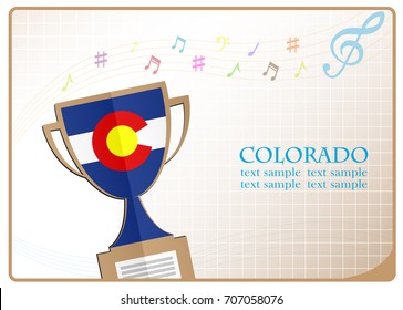 Trophy cup logo made from the flag of Colorado