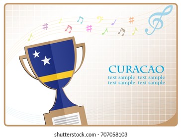 Trophy cup logo made from the flag of Curacao