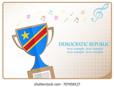 Trophy cup logo made from the flag of Democratic Republic