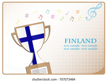 Trophy cup logo made from the flag of Finland