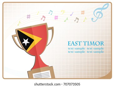 Trophy cup logo made from the flag of East Timor